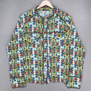 Natural Life Blouse Womens S Floral Long Sleeve Button Up Colorful Bright Boho